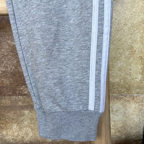Adidas 3 Stripes Heather Grey/White Fleece Sweatpants With Pockets, Size XL - Picture 12 of 12